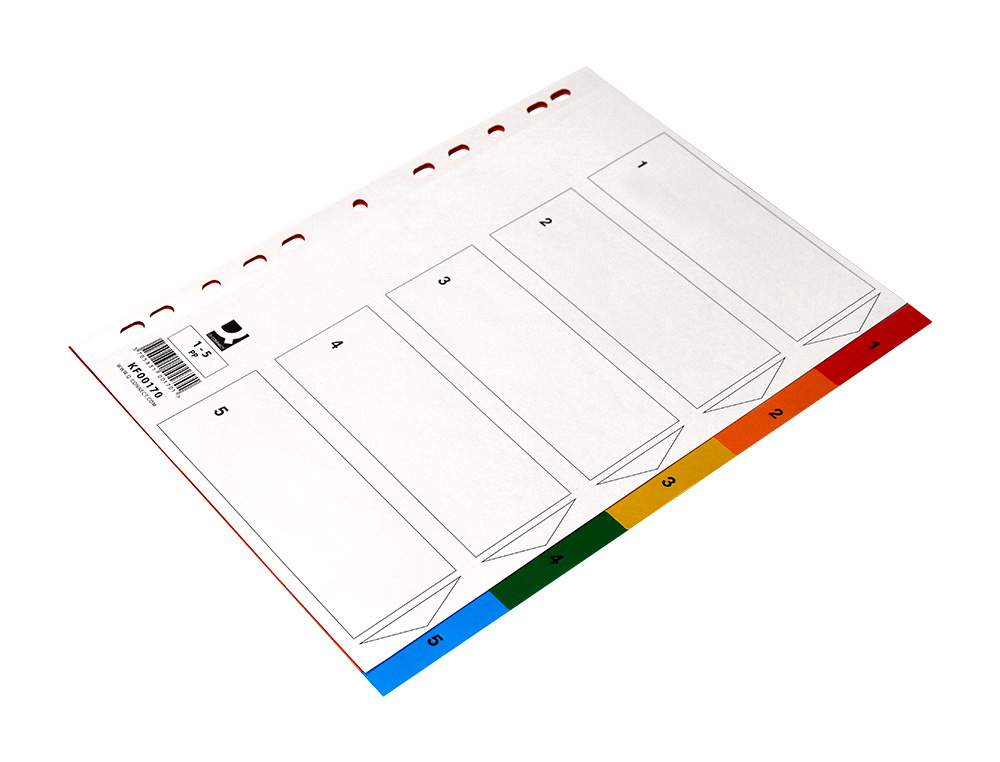 SEPARADOR Q-CONNECT PLASTICO CONJUNTO DE 5 SEPARADORES DIN A4 MULTIPERFURADOS