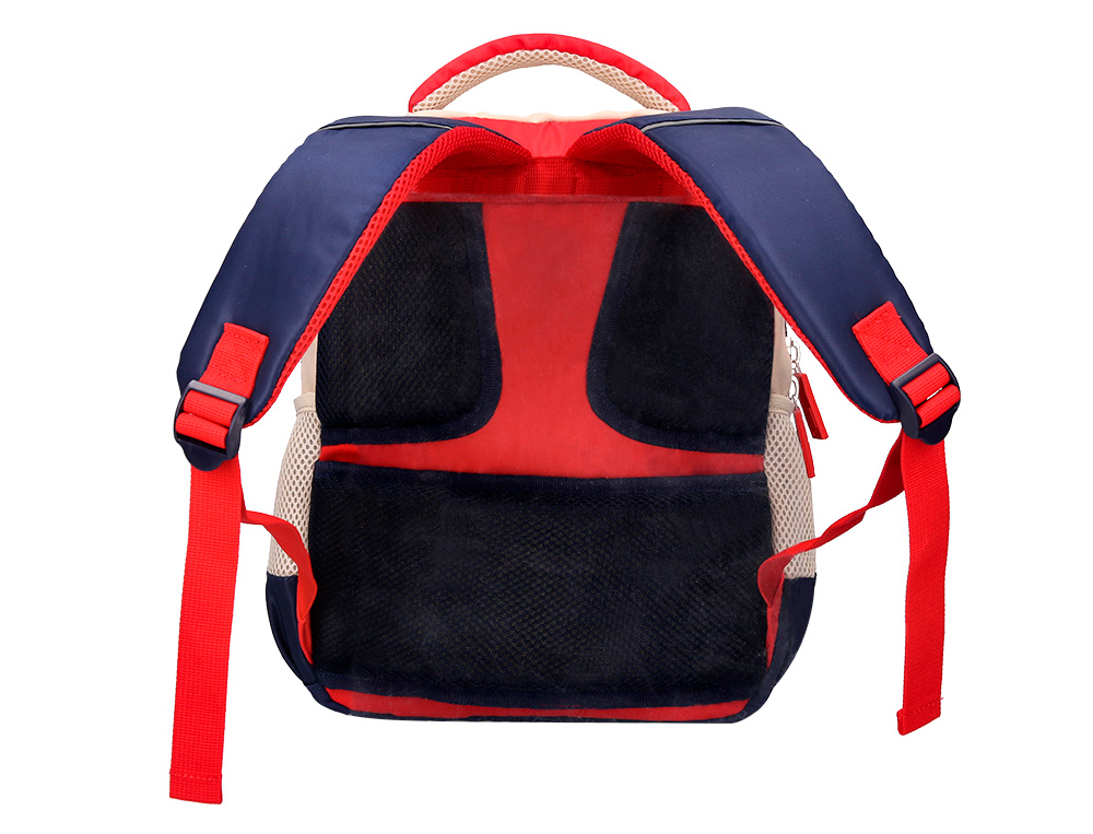 MOCHILA ESCOLAR LIDERPAPEL MULTIBOLSO INFANTIL AZUL MARINHO VERMELHO BEGE 350X110X270 MM