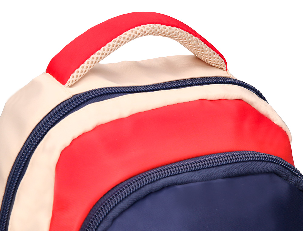 MOCHILA ESCOLAR LIDERPAPEL MULTIBOLSO INFANTIL AZUL MARINHO VERMELHO BEGE 350X110X270 MM