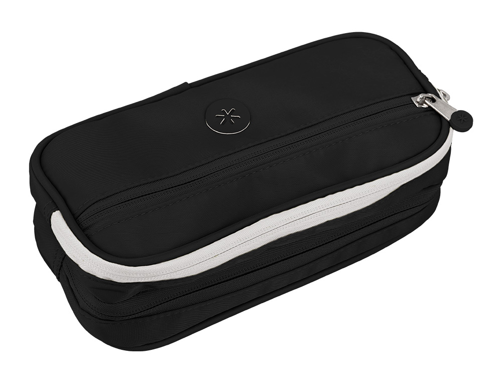 ESTOJO ESCOLAR ANTARTIK 3 COMPARTIMENTOS COMPLEMENTO DA MOCHILA COR PRETO 100X60X220 MM