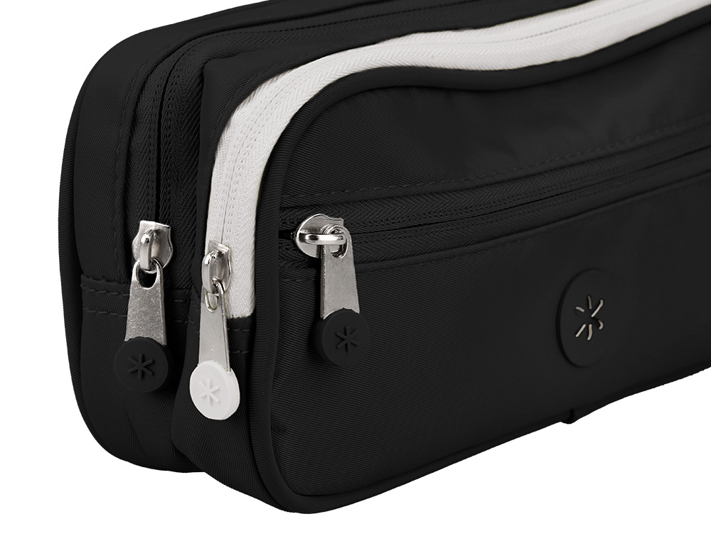 ESTOJO ESCOLAR ANTARTIK 3 COMPARTIMENTOS COMPLEMENTO DA MOCHILA COR PRETO 100X60X220 MM