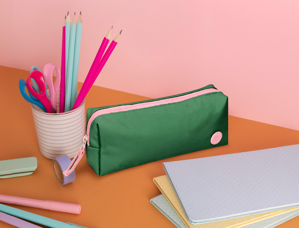 ESTOJO ESCOLAR ANTARTIK 1 COMPARTIMENTO COMPLEMENTO DA MOCHILA TEENS COR VERDE 80X55X210 MM