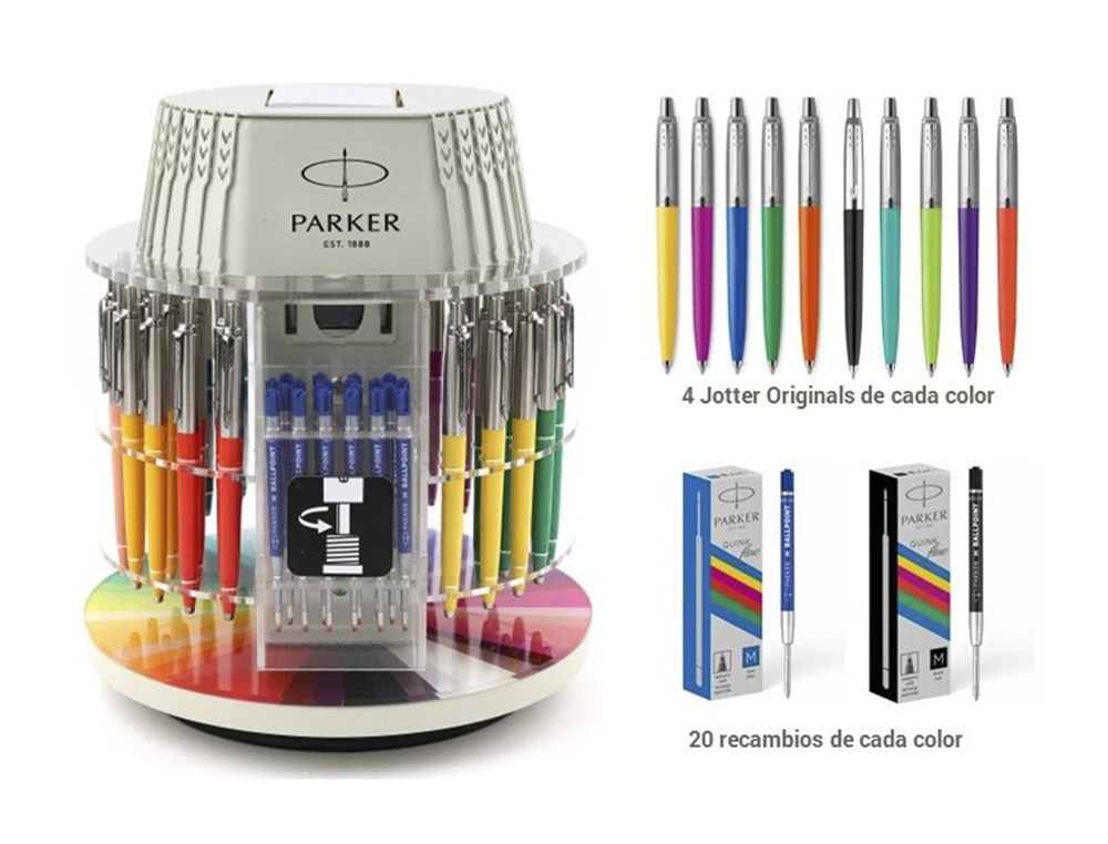 ESFEROGRAFICA PARKER JOTTER ORIGINALS EXPOSITOR CARROSSEL COM 40 UNIDADES + 40 RECARGAS
