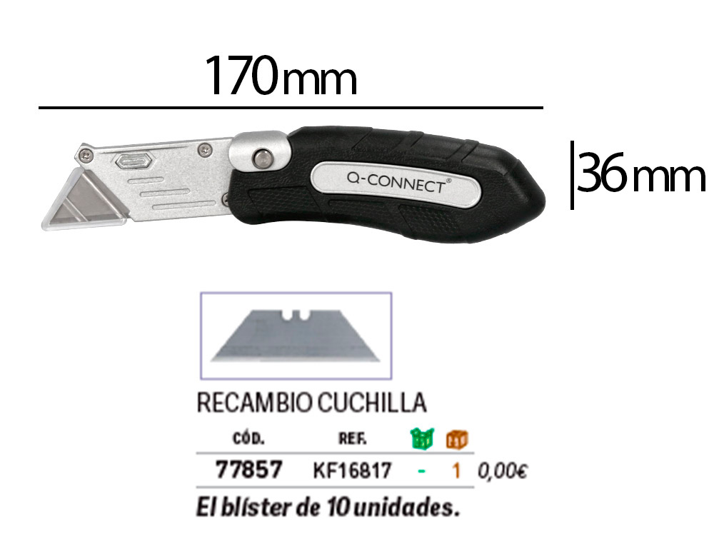 X-ATO Q-CONNECT DOBRAVEL XD-925 COM MECANISMO DE RECARGA RAPIDO LAMINA LARGA PUNHO ANTIDESLIZANTE