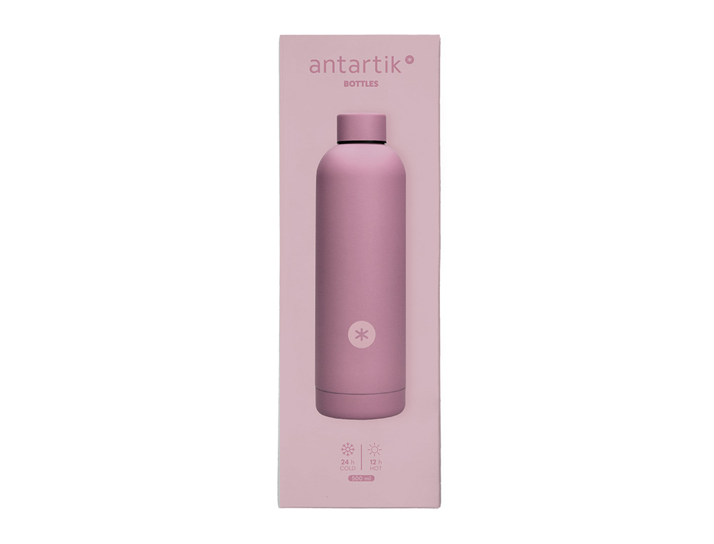 GARRAFA ANTARTIK ISOTERMICA ACO INOXIDAVEL LIVRE DE BPA COR ROSA 500 ML