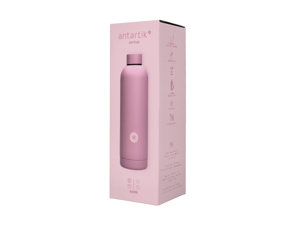 GARRAFA ANTARTIK ISOTERMICA ACO INOXIDAVEL LIVRE DE BPA COR ROSA 500 ML