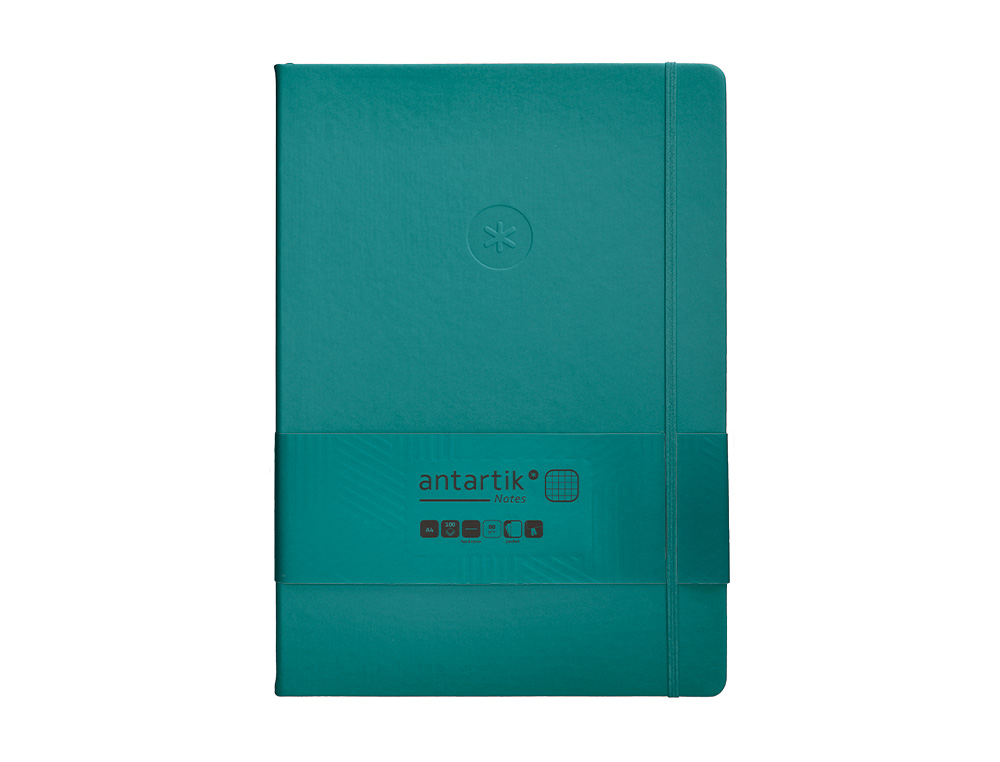 CADERNO COM ELASTICO ANTARTIK NOTES CAPA DURA A4 QUADRICULADO VERDE AGUA-MARINHA 100 FOLHAS 80 GR FSC