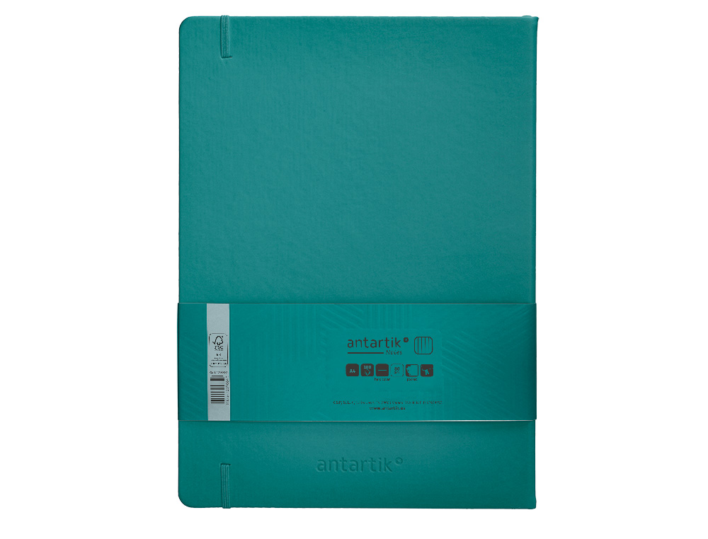 CADERNO COM ELASTICO ANTARTIK NOTES CAPA DURA A4 QUADRICULADO VERDE AGUA-MARINHA 100 FOLHAS 80 GR FSC