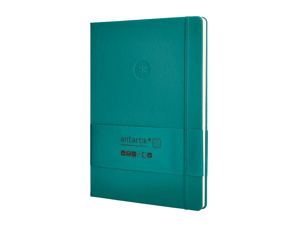 CADERNO COM ELASTICO ANTARTIK NOTES CAPA DURA A4 QUADRICULADO VERDE AGUA-MARINHA 100 FOLHAS 80 GR FSC
