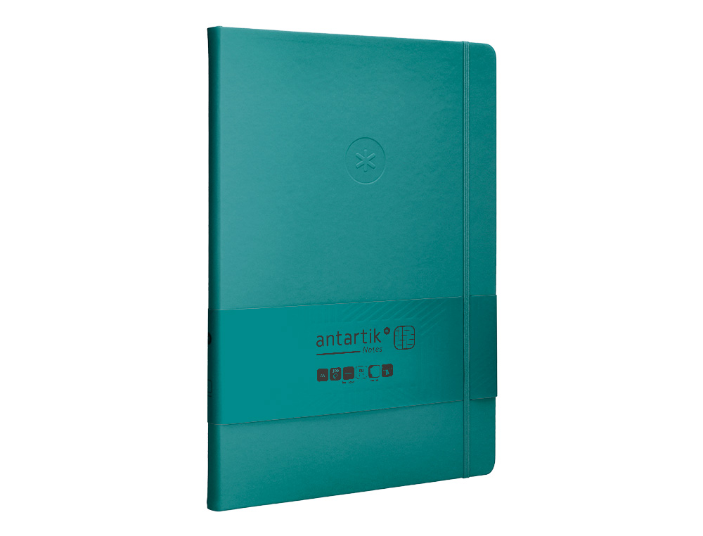 CADERNO COM ELASTICO ANTARTIK NOTES CAPA DURA A4 QUADRICULADO VERDE AGUA-MARINHA 100 FOLHAS 80 GR FSC