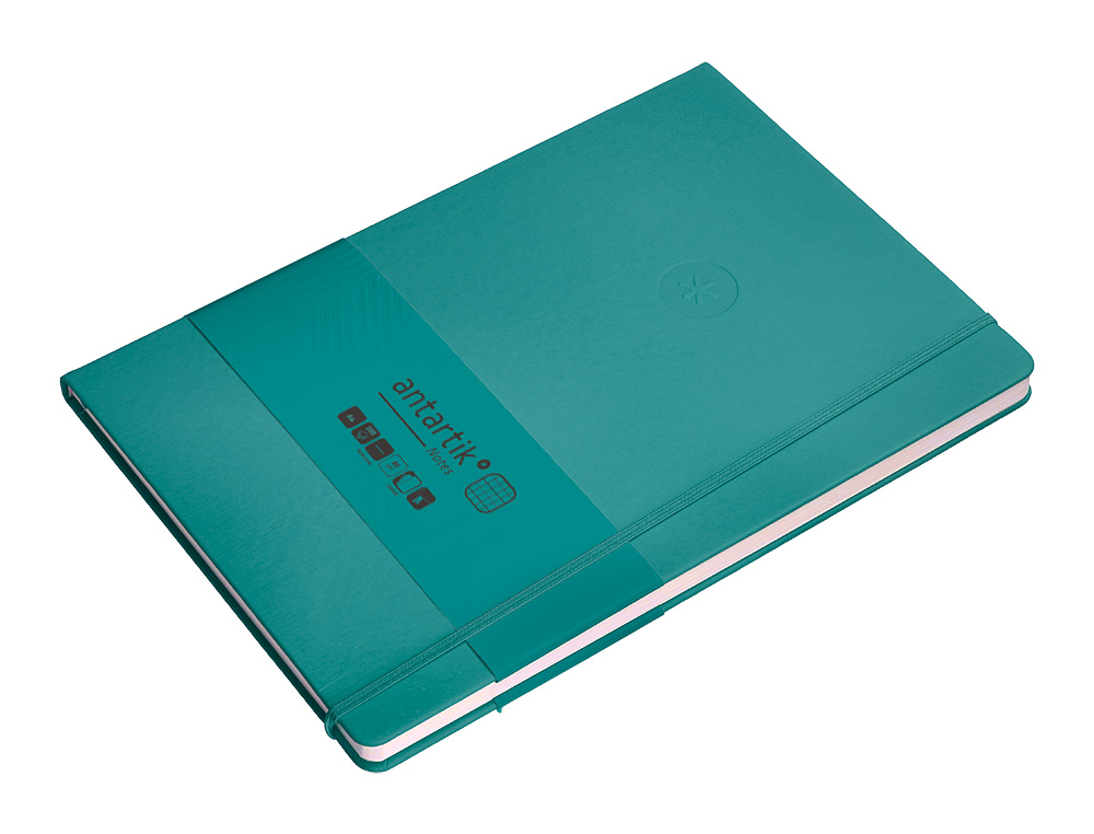 CADERNO COM ELASTICO ANTARTIK NOTES CAPA DURA A4 QUADRICULADO VERDE AGUA-MARINHA 100 FOLHAS 80 GR FSC