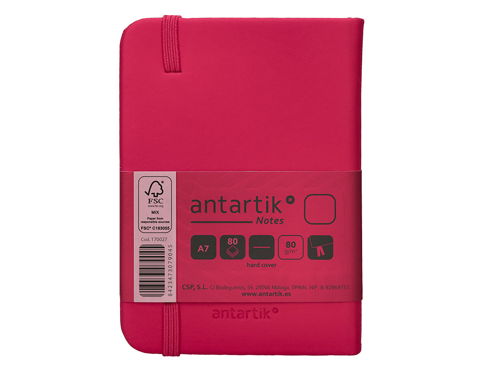 CADERNO COM ELASTICO ANTARTIK NOTES CAPA DURA A7 LISO FUCSIA 80 FOLHAS 80 GR FSC