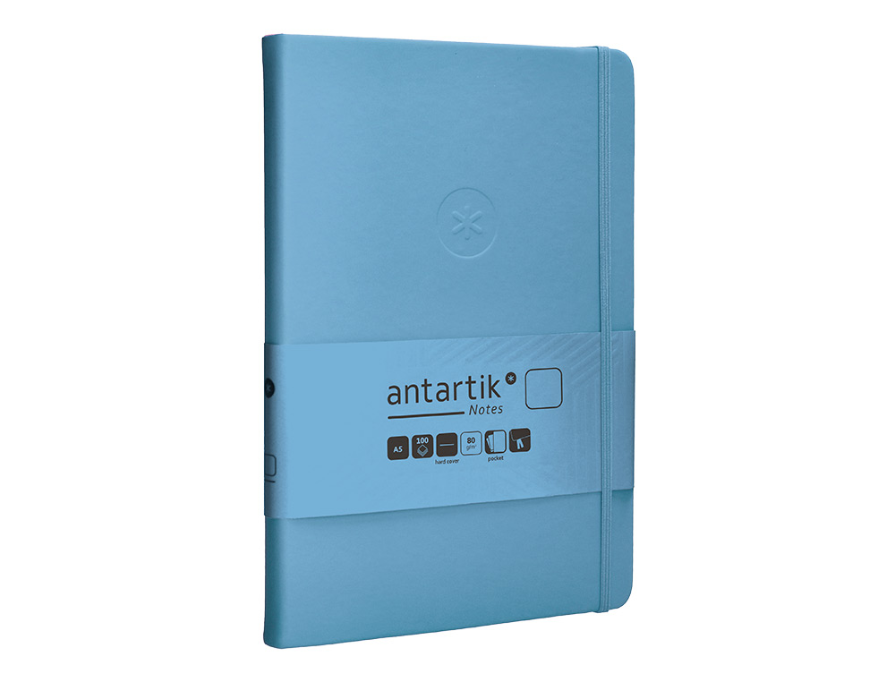 CADERNO COM ELASTICO ANTARTIK NOTES CAPA DURA A5 LISO AZUL CLARO 100 FOLHAS 80 GR FSC