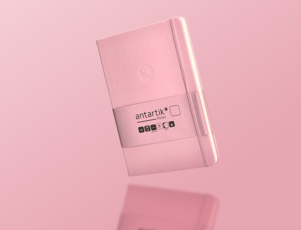 CADERNO COM ELASTICO ANTARTIK NOTES CAPA DURA A5 LISO ROSA PASTEL 100 FOLHAS 80 GR FSC