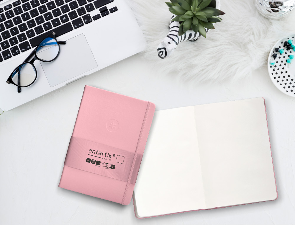CADERNO COM ELASTICO ANTARTIK NOTES CAPA DURA A5 LISO ROSA PASTEL 100 FOLHAS 80 GR FSC