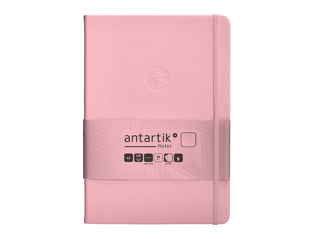 CADERNO COM ELASTICO ANTARTIK NOTES CAPA DURA A5 LISO ROSA PASTEL 100 FOLHAS 80 GR FSC