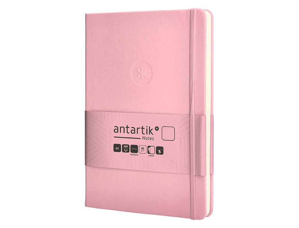 CADERNO COM ELASTICO ANTARTIK NOTES CAPA DURA A5 LISO ROSA PASTEL 100 FOLHAS 80 GR FSC