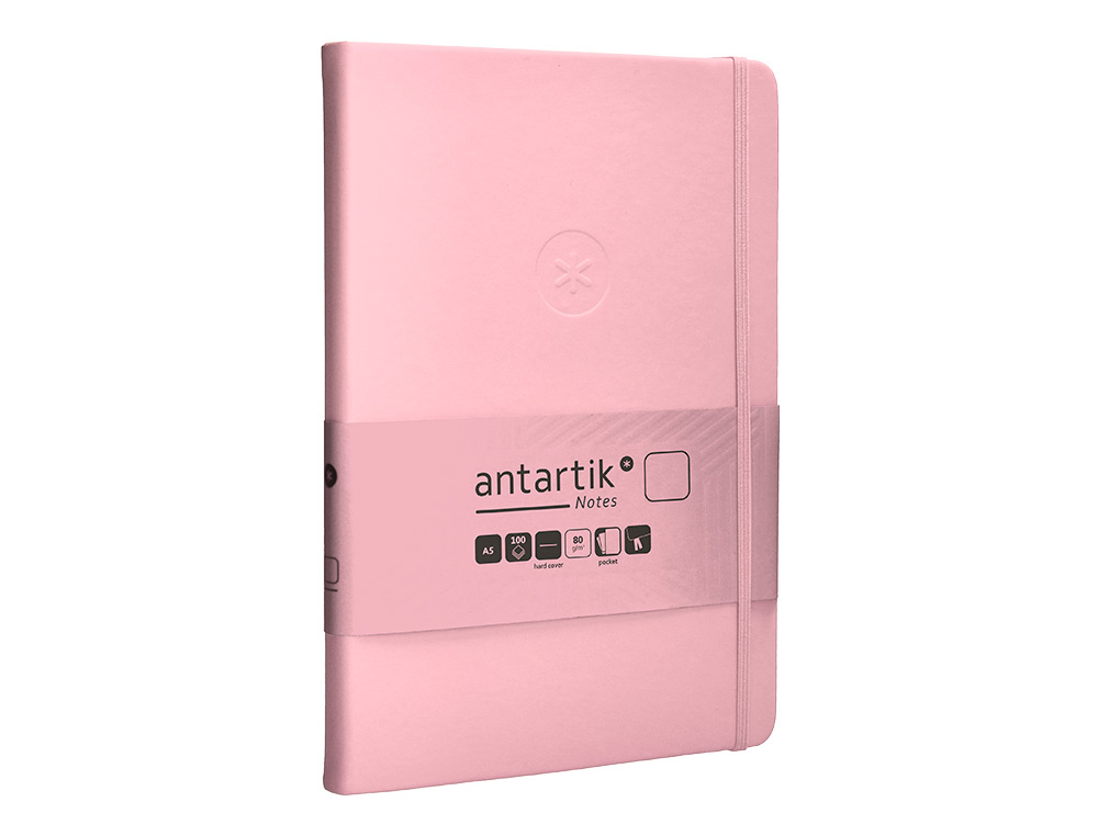 CADERNO COM ELASTICO ANTARTIK NOTES CAPA DURA A5 LISO ROSA PASTEL 100 FOLHAS 80 GR FSC