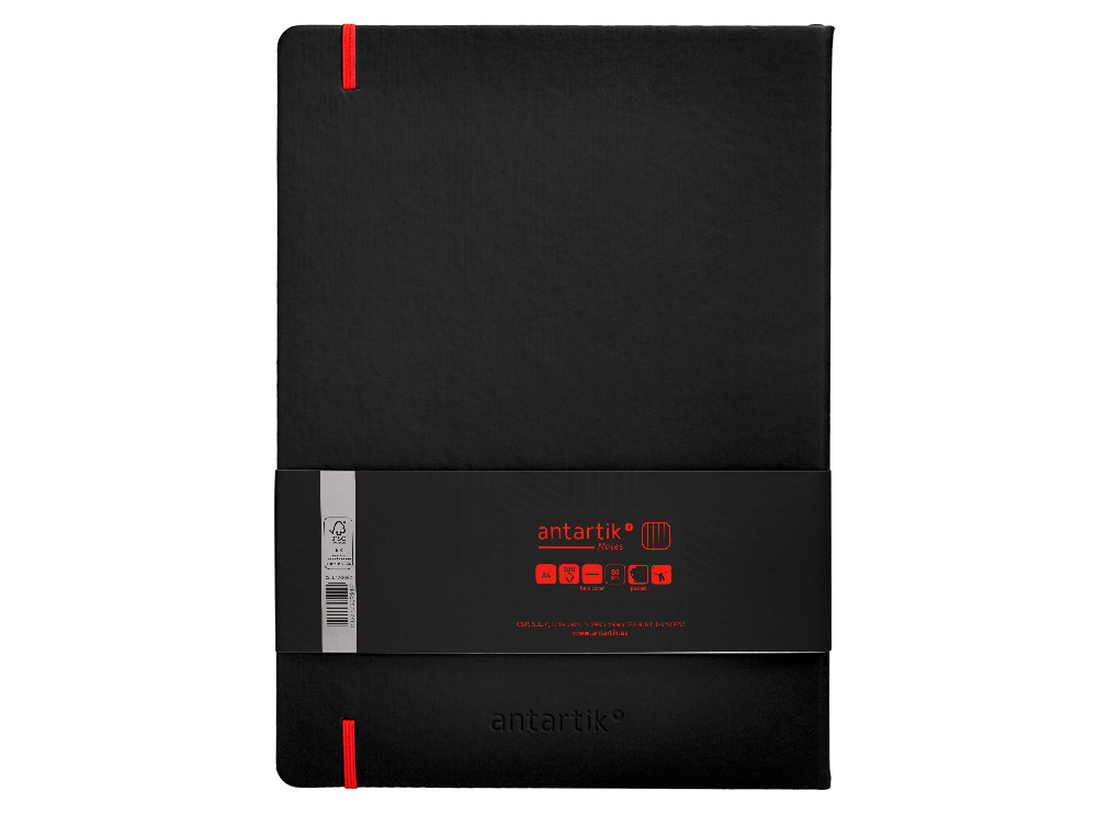 CADERNO COM ELASTICO ANTARTIK NOTES CAPA DURA A4 QUADRICULADO PRETO E VERMELHO 100 FOLHAS 80 GR FSC