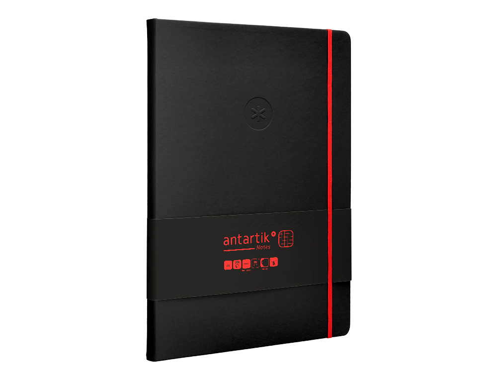 CADERNO COM ELASTICO ANTARTIK NOTES CAPA DURA A4 QUADRICULADO PRETO E VERMELHO 100 FOLHAS 80 GR FSC
