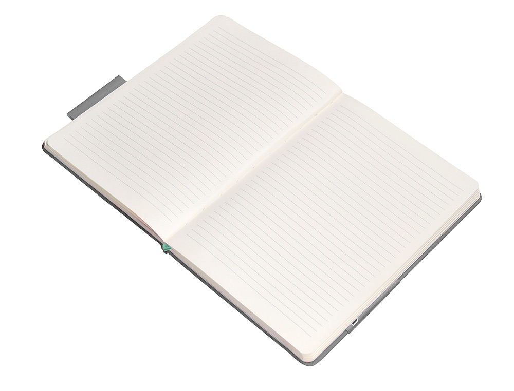 CADERNO COM ELASTICO ANTARTIK NOTES CAPA DURA A5 PAUTADO CINZA E TURQUESA 100 FOLHAS 80 GR FSC