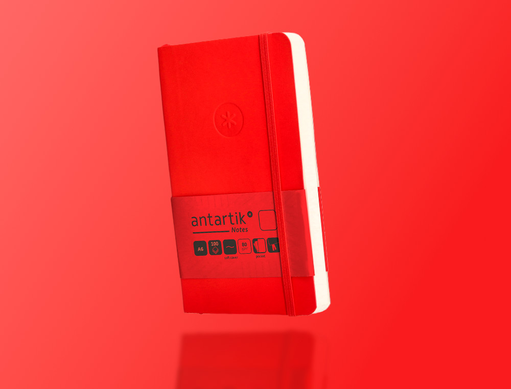 CADERNO COM ELASTICO ANTARTIK NOTES CAPA MOLE A6 LISO VERMELHO 100 FOLHAS 80 GR FSC