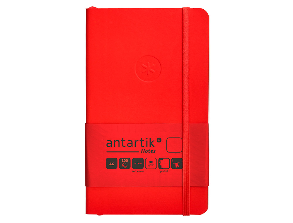 CADERNO COM ELASTICO ANTARTIK NOTES CAPA MOLE A6 LISO VERMELHO 100 FOLHAS 80 GR FSC