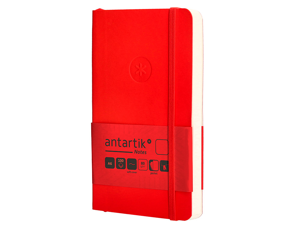 CADERNO COM ELASTICO ANTARTIK NOTES CAPA MOLE A6 LISO VERMELHO 100 FOLHAS 80 GR FSC