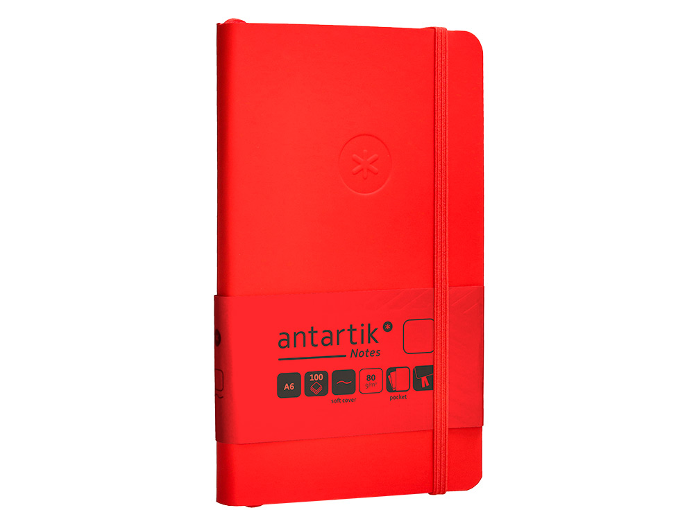 CADERNO COM ELASTICO ANTARTIK NOTES CAPA MOLE A6 LISO VERMELHO 100 FOLHAS 80 GR FSC