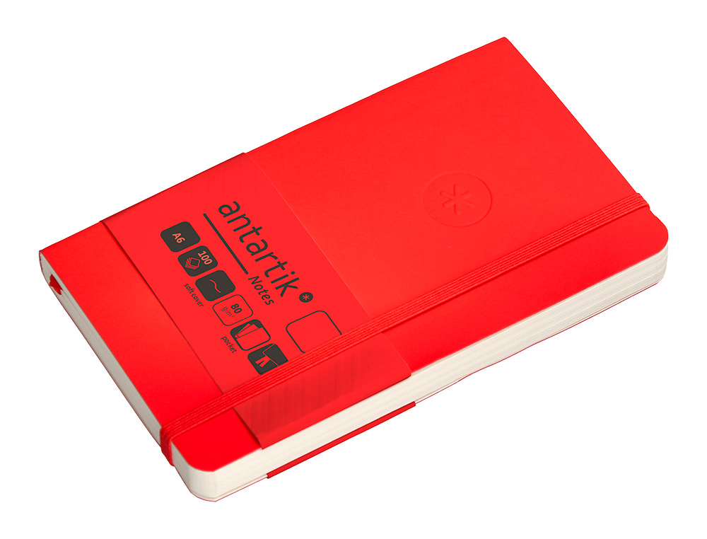 CADERNO COM ELASTICO ANTARTIK NOTES CAPA MOLE A6 LISO VERMELHO 100 FOLHAS 80 GR FSC