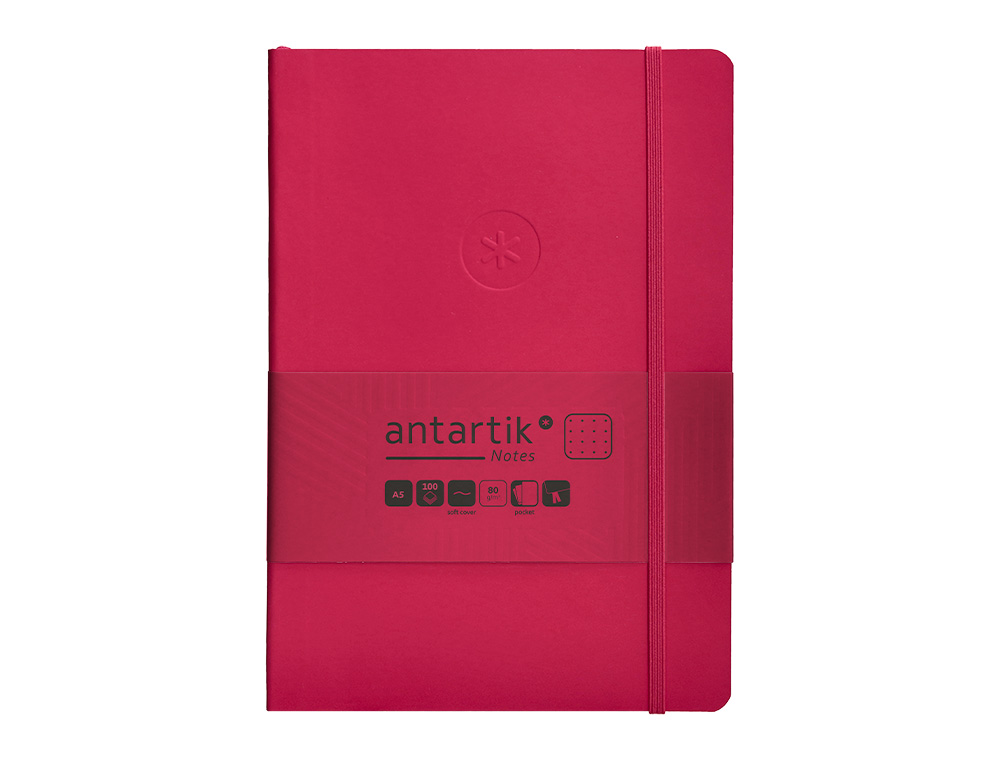 CADERNO COM ELASTICO ANTARTIK NOTES CAPA MOLE A5 PONTILHADO FUCSIA 80 FOLHAS 80 GR FSC