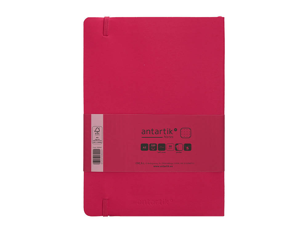 CADERNO COM ELASTICO ANTARTIK NOTES CAPA MOLE A5 PONTILHADO FUCSIA 80 FOLHAS 80 GR FSC