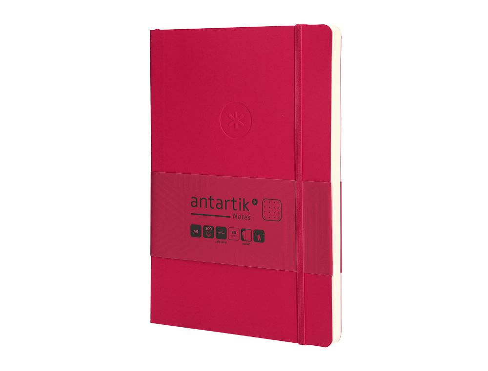 CADERNO COM ELASTICO ANTARTIK NOTES CAPA MOLE A5 PONTILHADO FUCSIA 80 FOLHAS 80 GR FSC