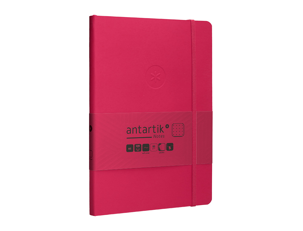CADERNO COM ELASTICO ANTARTIK NOTES CAPA MOLE A5 PONTILHADO FUCSIA 80 FOLHAS 80 GR FSC
