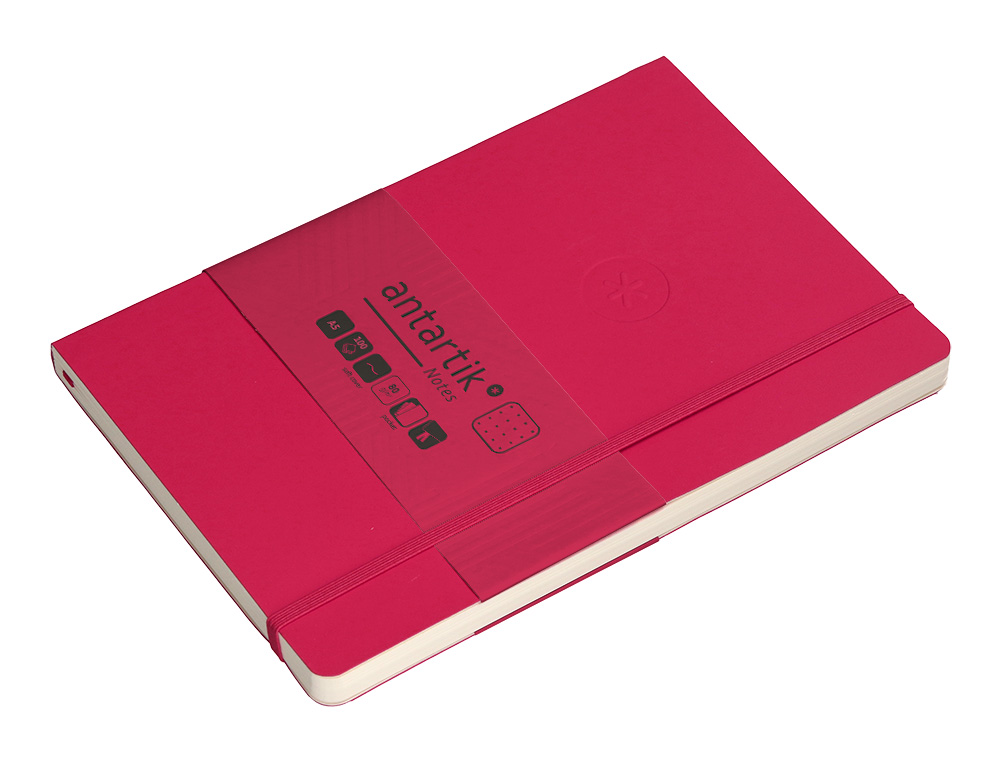 CADERNO COM ELASTICO ANTARTIK NOTES CAPA MOLE A5 PONTILHADO FUCSIA 80 FOLHAS 80 GR FSC