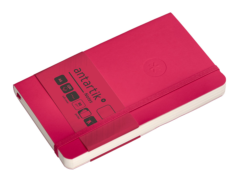 CADERNO COM ELASTICO ANTARTIK NOTES CAPA MOLE A6 LISO FUCSIA 100 FOLHAS 80 GR FSC