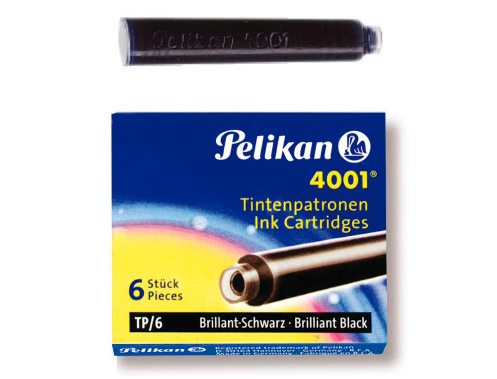 RECARGA PARA CANETA PELIKAN 4001 PRETOCAIXA 6 UNIDADES