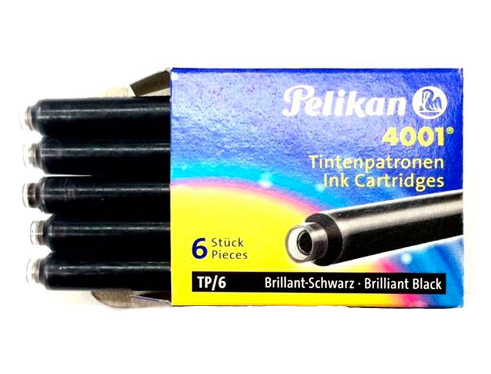 RECARGA PARA CANETA PELIKAN 4001 PRETOCAIXA 6 UNIDADES