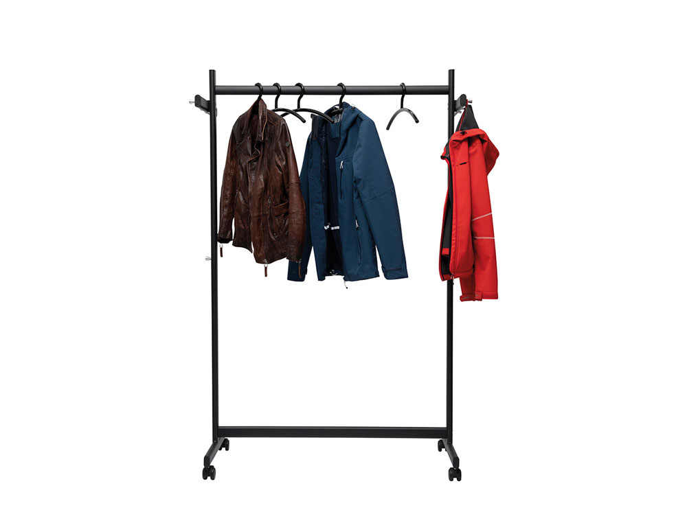 CABIDE ROCADA MAULSAMBA 10 SUPORTES CAVALETE COM RODAS COR PRETO 116X508X1725 MM