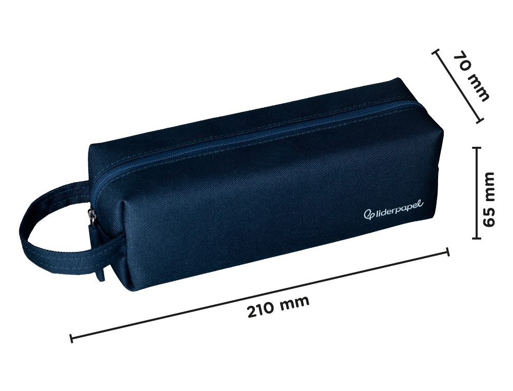 ESTOJO ESCOLAR LIDERPAPEL CLASSIC RETANGULAR COM ASA 210X70 MM AZUL MARINHO