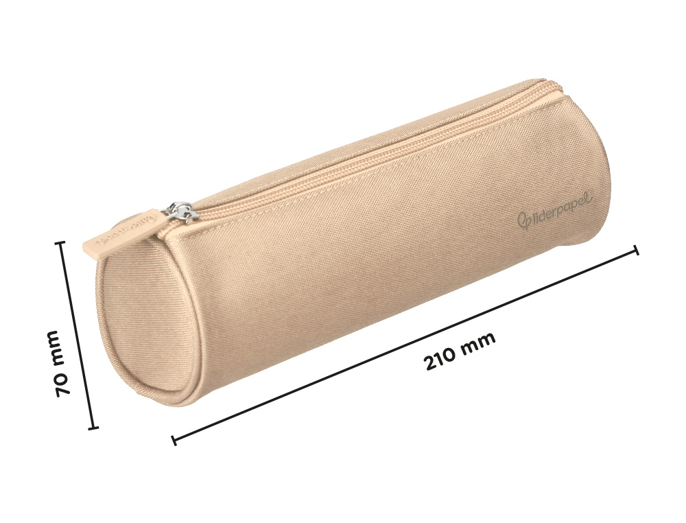 ESTOJO ESCOLAR LIDERPAPEL CILINDRICO LARGO 210X70 MM CREME