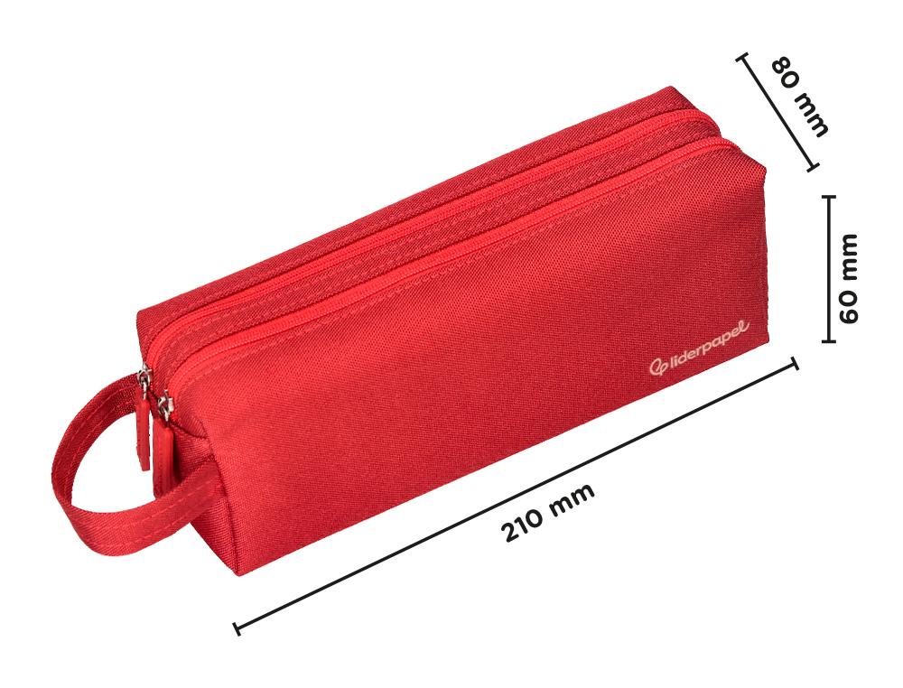 ESTOJO ESCOLAR LIDERPAPEL CLASSIC RETANGULAR COM ASA 2 FECHOS 210X80 MM VERMELHO