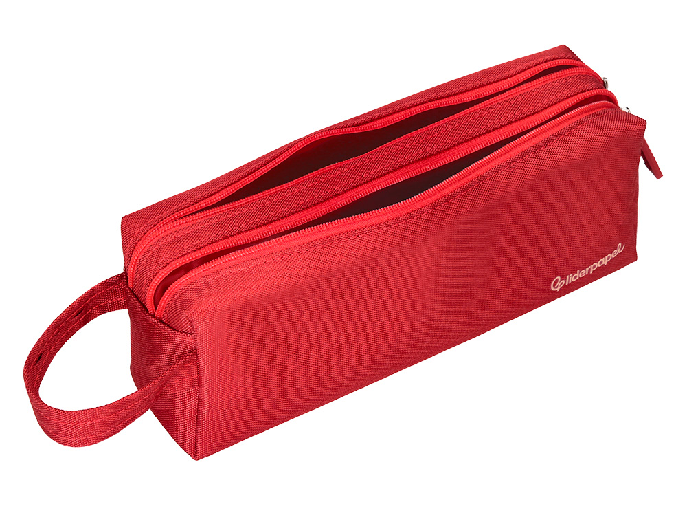 ESTOJO ESCOLAR LIDERPAPEL CLASSIC RETANGULAR COM ASA 2 FECHOS 210X80 MM VERMELHO