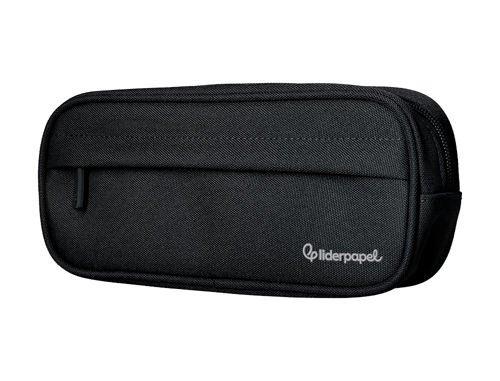 ESTOJO ESCOLAR LIDERPAPEL OVALADO 2 FECHOS COM BOLSO FRONTAL 210X90 MM PRETO