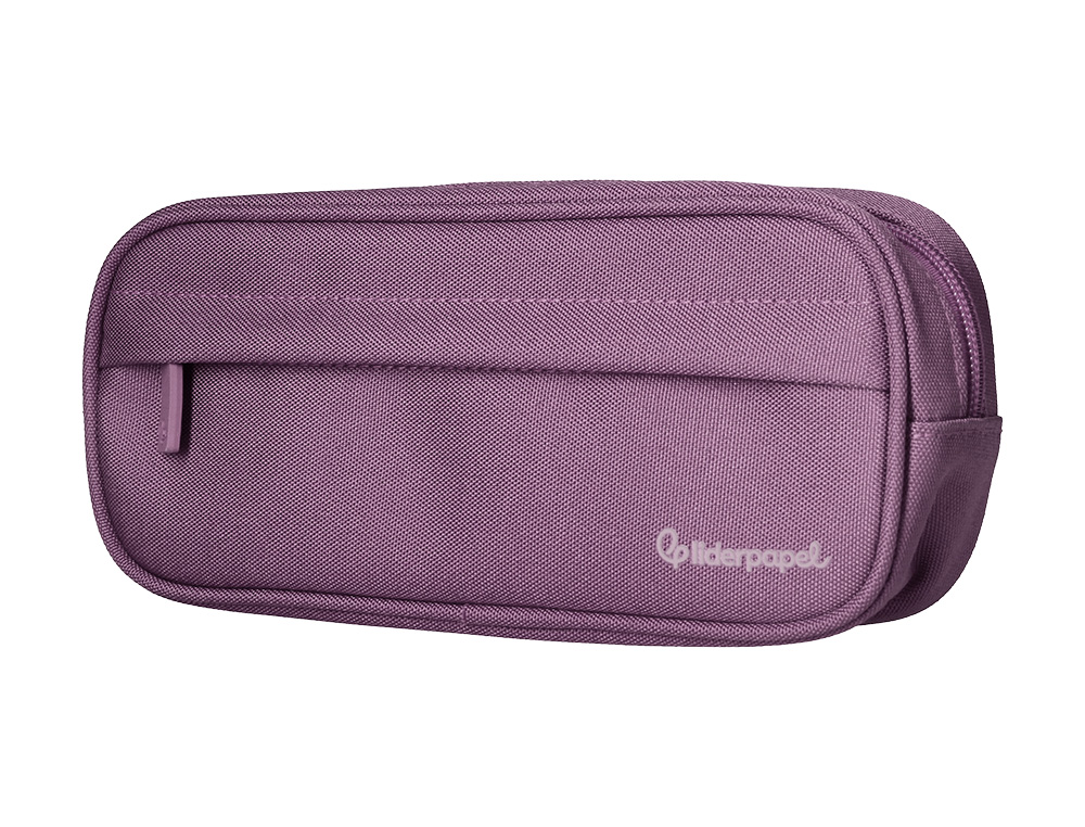 ESTOJO ESCOLAR LIDERPAPEL OVALADO 2 FECHOS COM BOLSO FRONTAL 210X90 MM ROXO