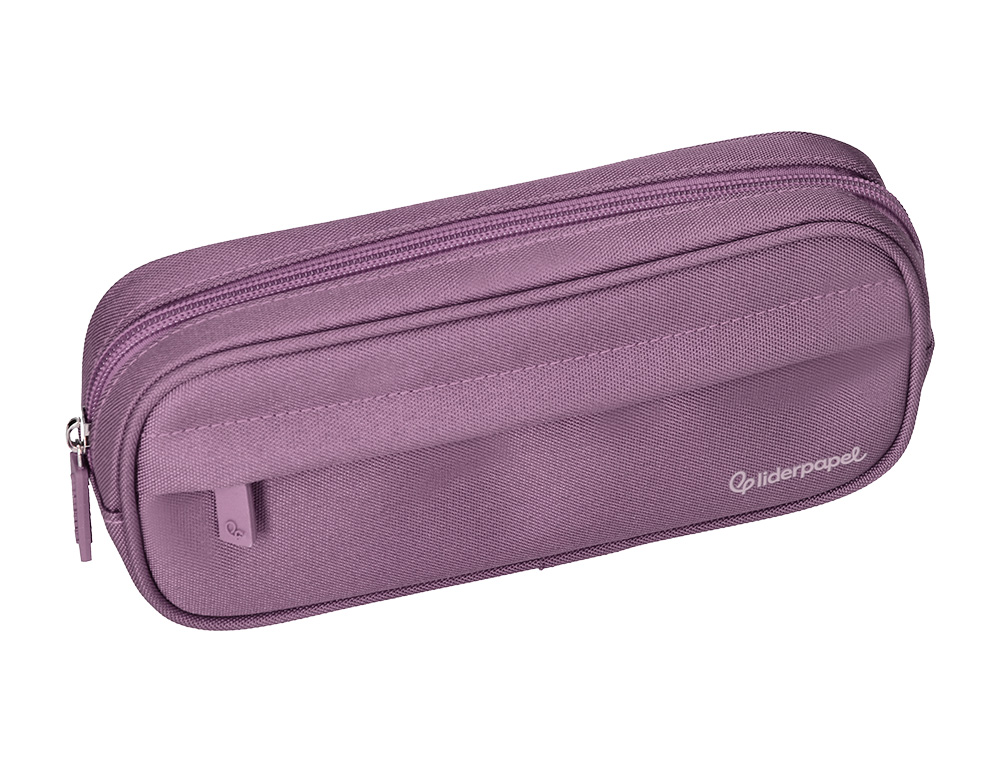 ESTOJO ESCOLAR LIDERPAPEL OVALADO 2 FECHOS COM BOLSO FRONTAL 210X90 MM ROXO