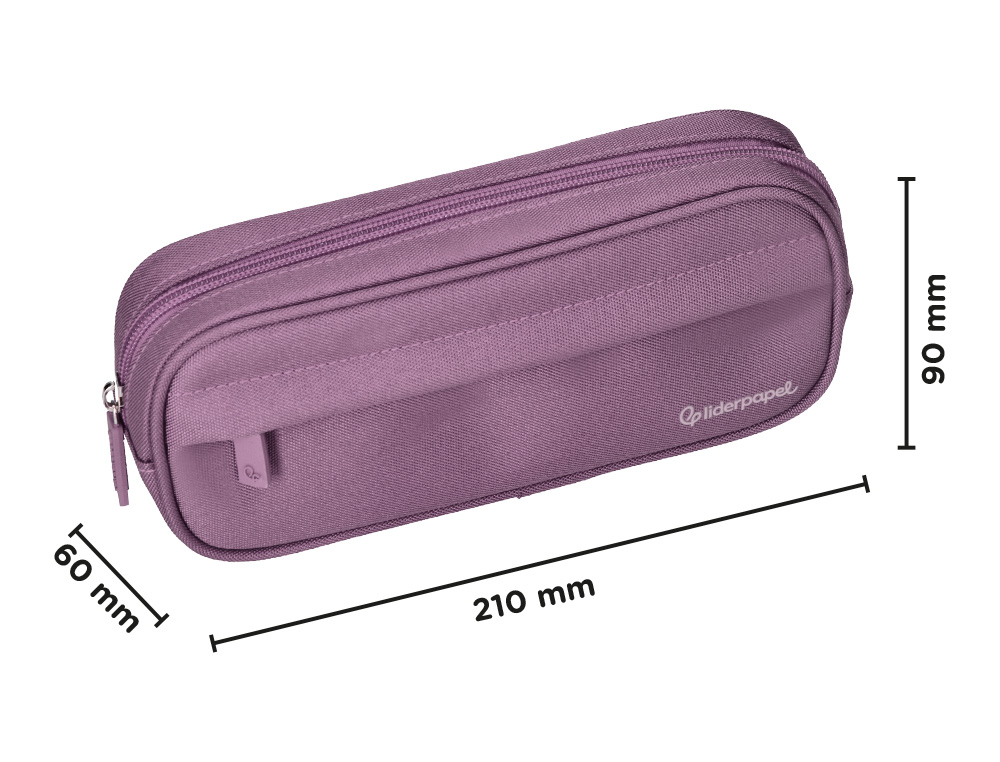 ESTOJO ESCOLAR LIDERPAPEL OVALADO 2 FECHOS COM BOLSO FRONTAL 210X90 MM ROXO