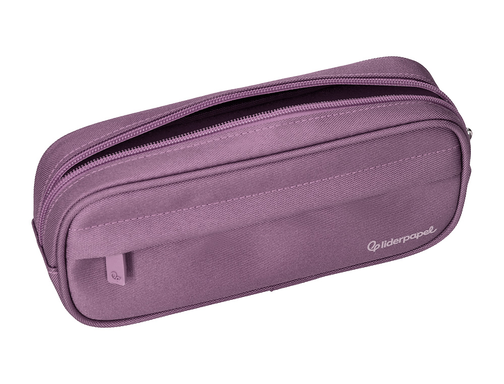 ESTOJO ESCOLAR LIDERPAPEL OVALADO 2 FECHOS COM BOLSO FRONTAL 210X90 MM ROXO
