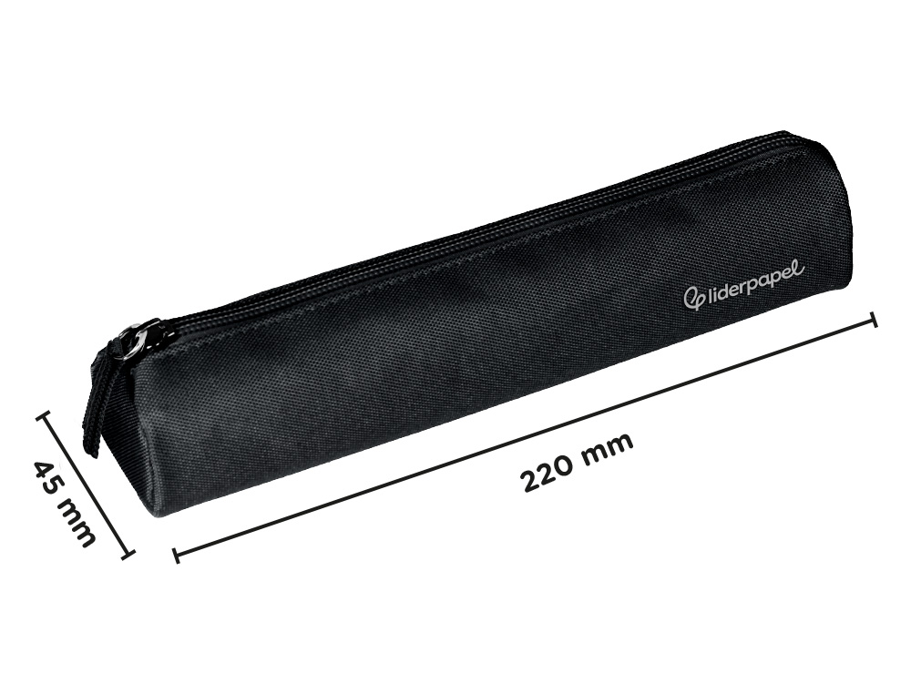 ESTOJO ESCOLAR LIDERPAPEL CILINDRICO ESTREITO 220X45 MM PRETO