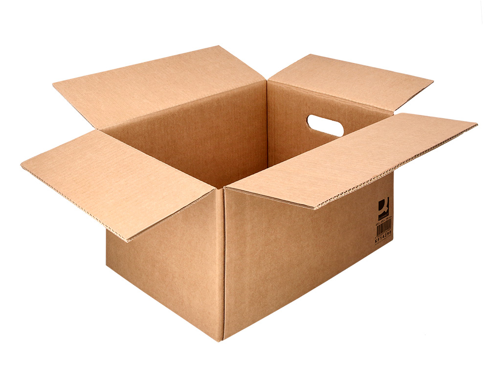 CAIXA PARA EMBALAR Q-CONNECT AMERICANA ULTRA RESISTENTE COM ASAS CARTAO CANAL DUPLO 7 MM COR KRAFT 600X400X290 MM